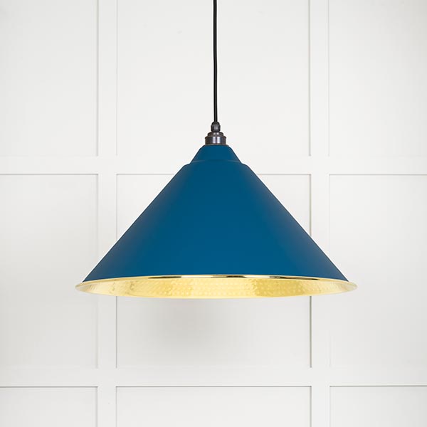 Hammered Brass Hockley Pendant in Upstream